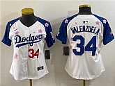 Women's Los Angeles Dodgers #34 Fernando Valenzuela White Royal 2025 Tokyo Series Limited Stitched Jersey,baseball caps,new era cap wholesale,wholesale hats